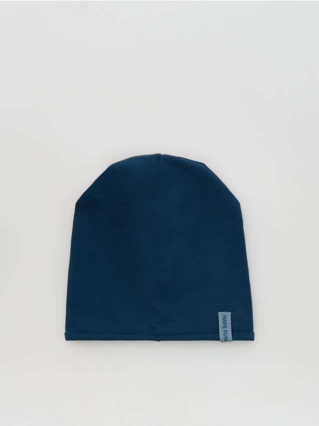Reserved - Bawełniana czapka z naszywką - niebieski