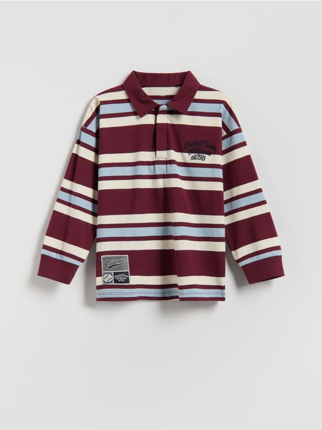 Reserved - Longsleeve polo - bordowy