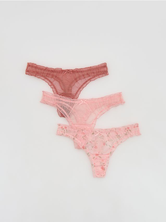 Reserved - Majtki typu stringi 3 pack - brudny róż