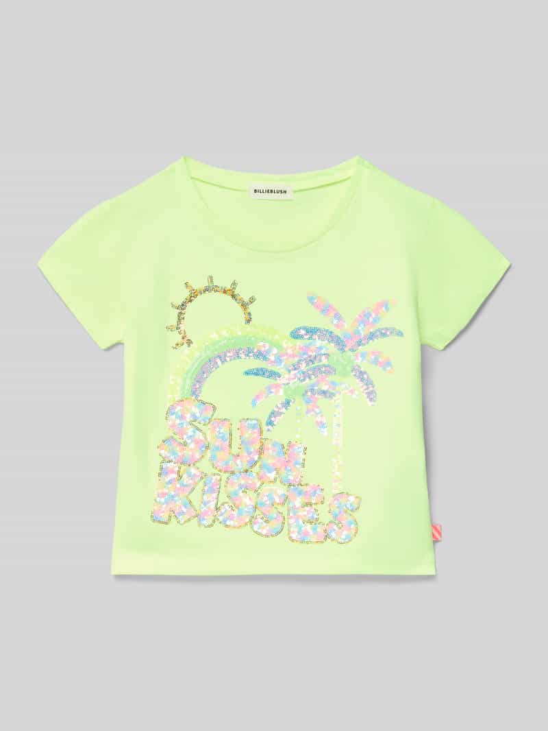 T-shirt o kroju regular fit z cekinowym obszyciem