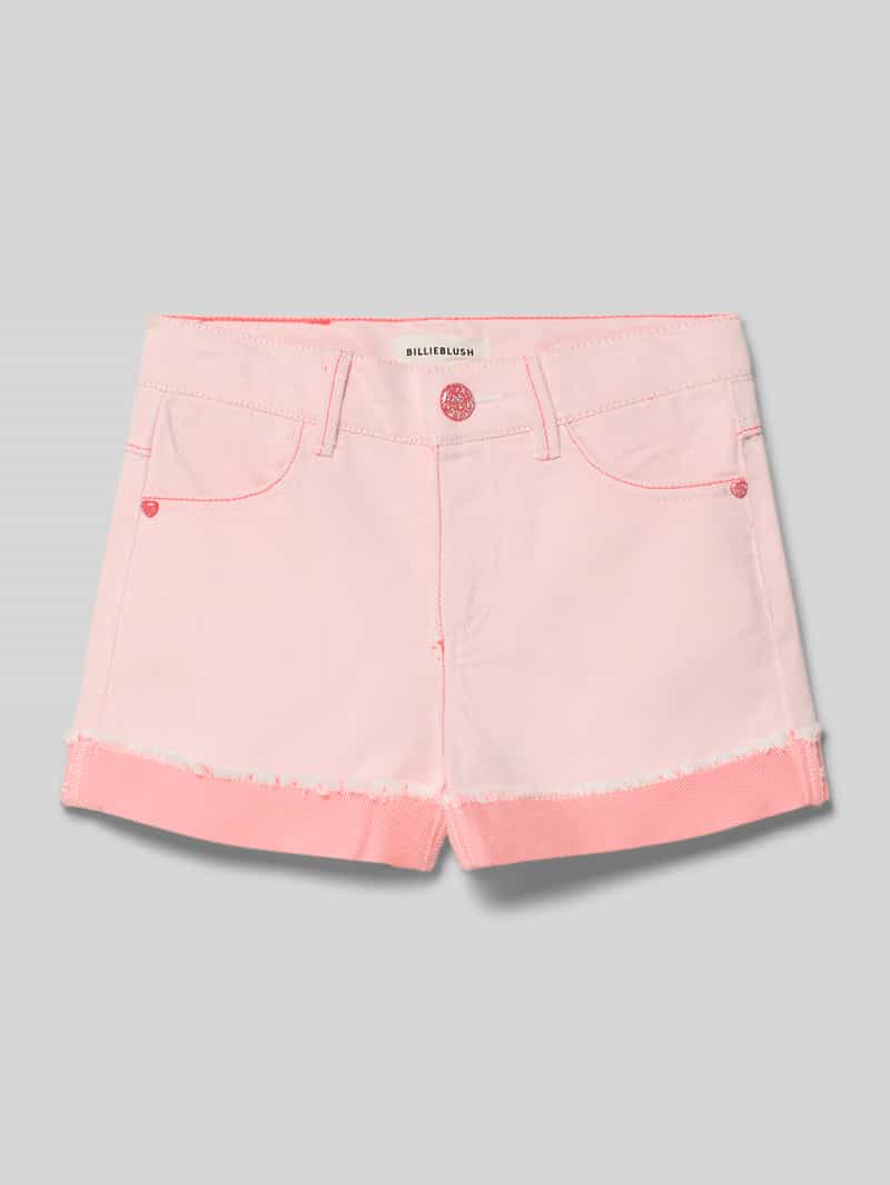 Szorty jeansowe z zakładką i frędzlami