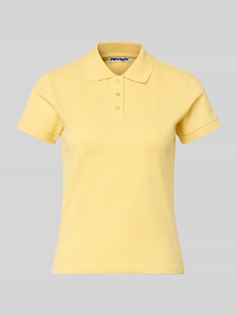 Koszulka polo z krótkim rękawem, efektem piki, kołnierzykiem i wyhaftowanym logo