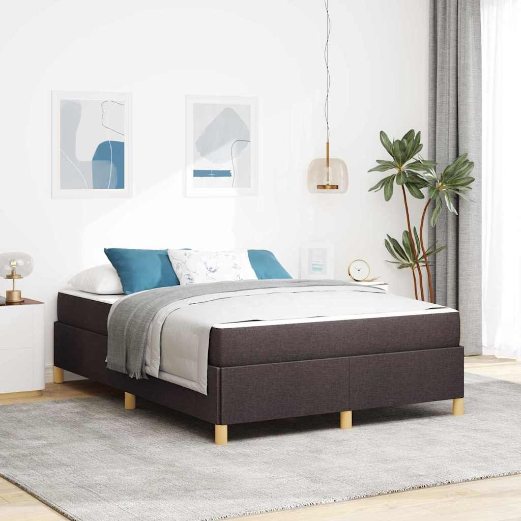 VidaXL Ramka łóżka z materacem Ciemny brąz 140 x 190 cm tkanina