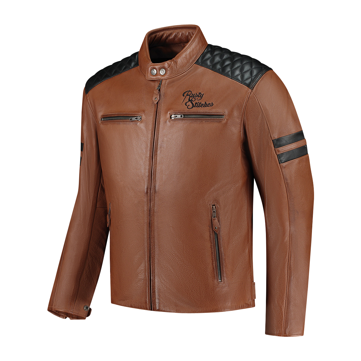 Kurtka Motocyklowa Rusty Stitches Jari V2 Cognac/CzarnyL