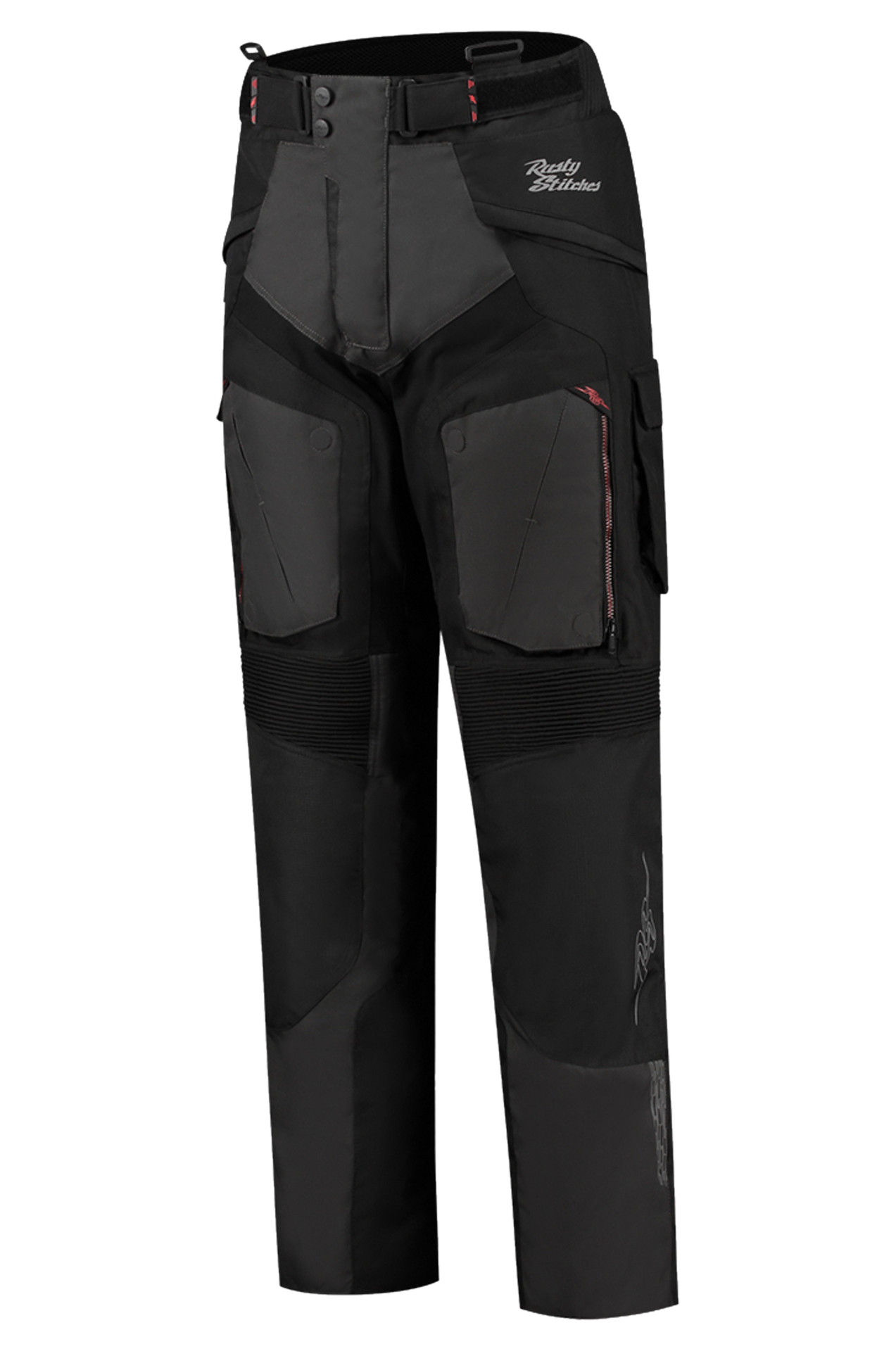 Spodnie Motocyklowe Rusty Stitches Cliff Czarny/Szary/CzerwonyS