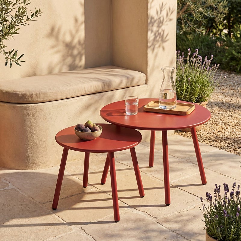 Stoliki ogrodowe wsuwane metalowe - Czerwone - MIRMANDE od MYLIA