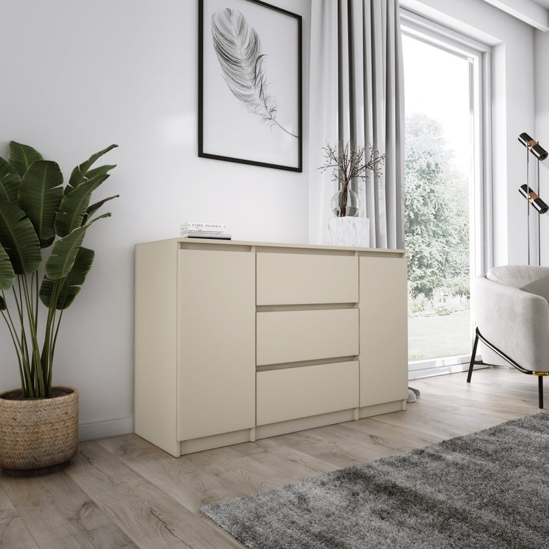 Komoda 2-drzwiowa z 3 szufladami, 120 x 78 x 39 cm, kolor: beżowy