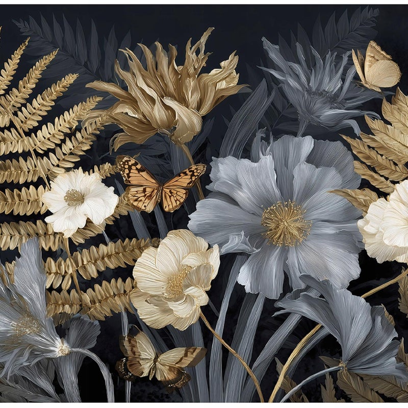 Fototapeta Liście Kwiaty Abstrakcja 300x210 cm Tapeta Do Sypialni Salonu Kuchni Na Flizelinie