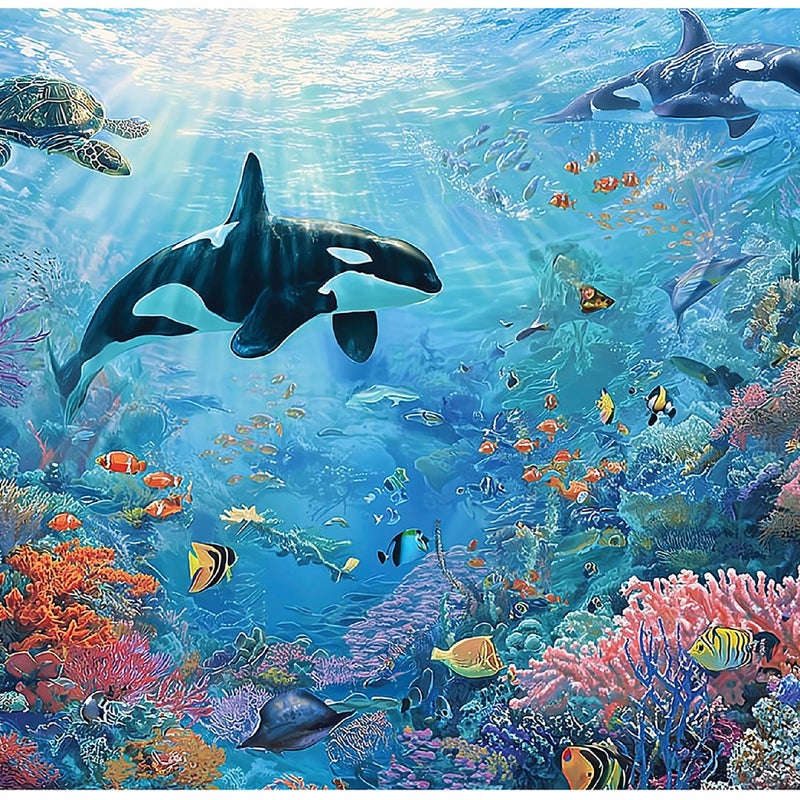 Fototapeta Ocean Rafa koralowa Żółw 350x250 cm Tapeta Do Sypialni Salonu Kuchni Na Flizelinie