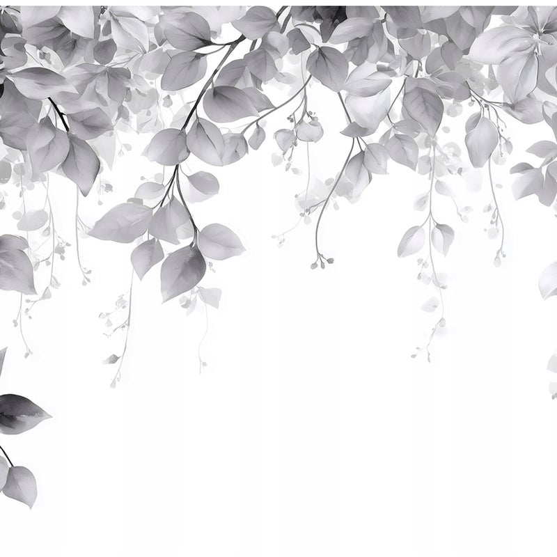 Fototapeta Liście Wiszące Szary 400x280 cm Tapeta Do Sypialni Salonu Kuchni Na Flizelinie