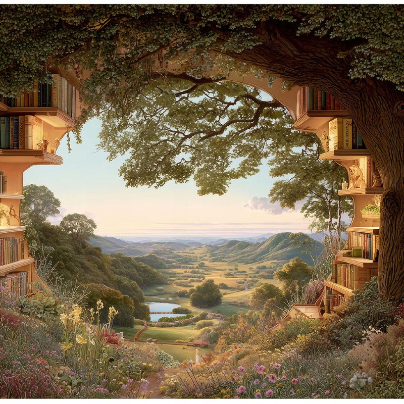 Fototapeta 3D Biblioteka Las 250x175 cm Tapeta Do Sypialni Salonu Kuchni Na Flizelinie