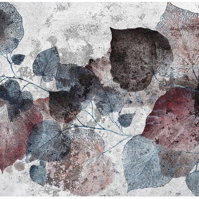 Fototapeta Liście Beton Abstrakcja 350x250 cm Tapeta Do Sypialni Salonu Kuchni Na Flizelinie