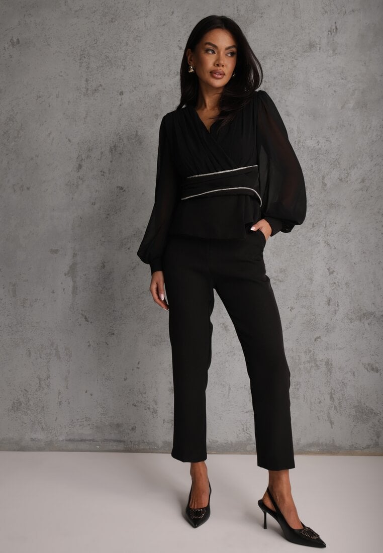 Czarne Klasyczne Spodnie VICES Garniturowe High Waist Dimaia