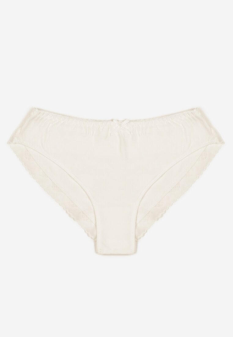 Białe Bawełniane Majtki z Kokardą i Koronką Tamielis