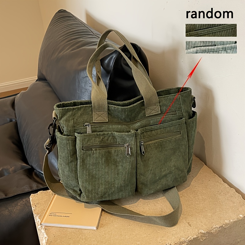 TEMU Japońska sztruksowa prosta wszechstronna torba dojazdowa dla studentów casualowa literacka torebka na ramię