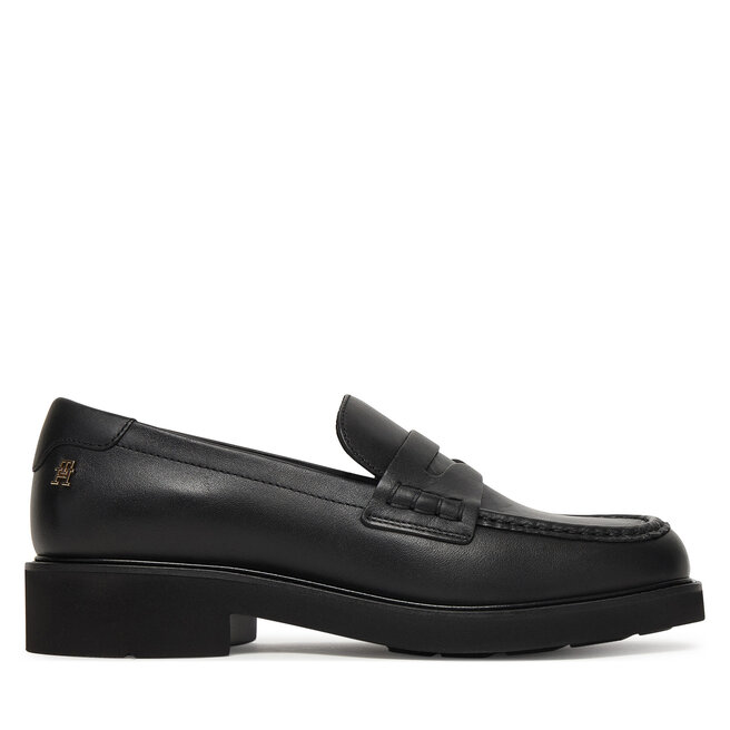 Loafersy Tommy Hilfiger Elettra Penny Leather FW0FW09360 Czarny
