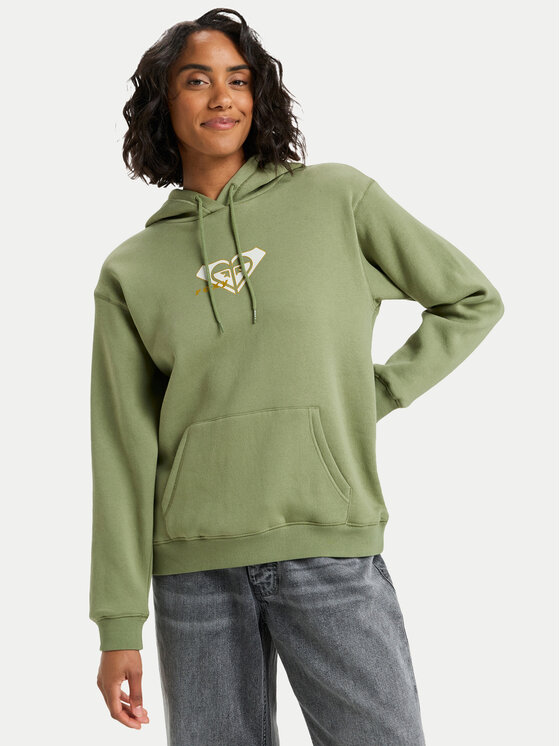 Roxy Bluza Vl Surf Stoked Hoodie Brushed ERJFT05028 Khaki Regular Fit