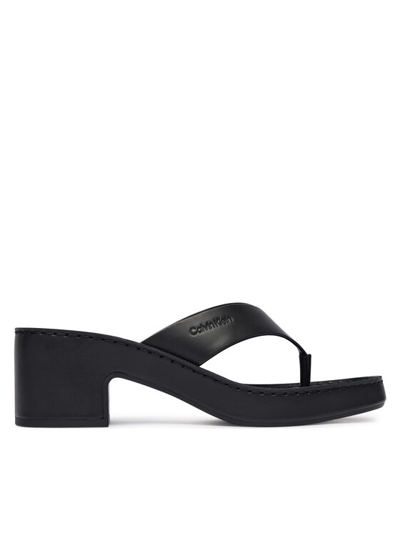 Calvin Klein Japonki Block Heel Sndl Thong Lth HW0HW02913 Czarny