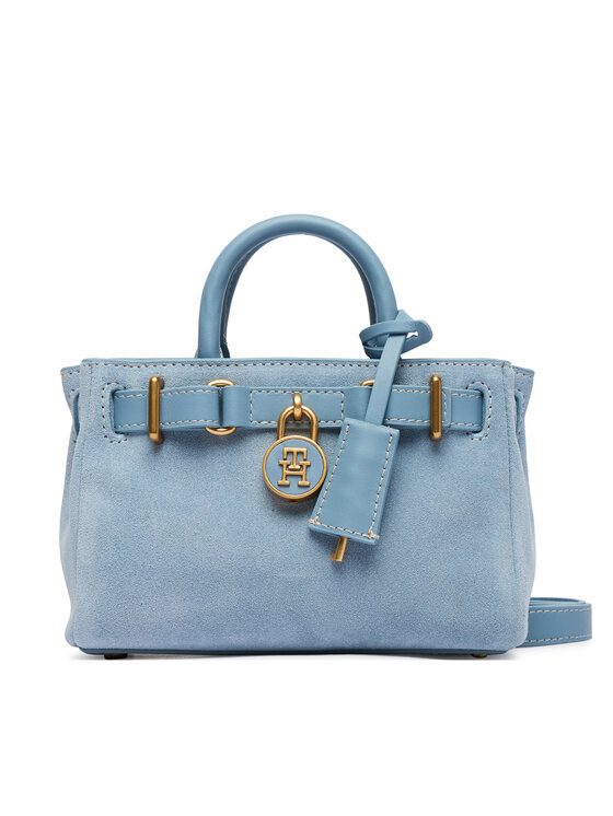 Tommy Hilfiger Torebka American Icon Micro Tote Suede AW0AW18853 Błękitny
