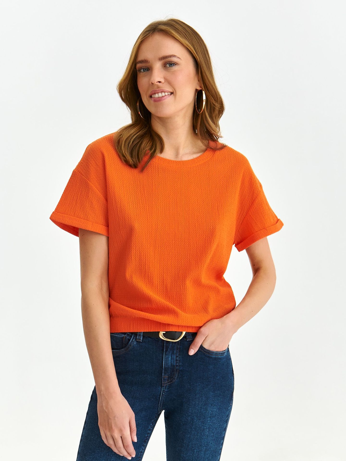 Bluza damska pomarańczowa - SBL1241PO bluza nierozpinana - TOP SECRET - Odzieżowy sklep internetowy TOP SECRET