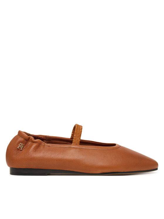 Tommy Hilfiger Baleriny Soft Leather Ellastic Ballerina FW0FW09245 Brązowy