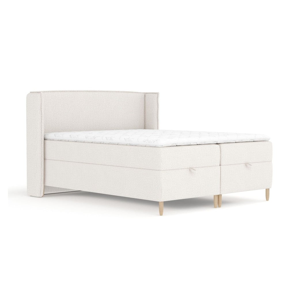 Kremowe łóżko boxspring ze schowkiem 160x200 cm Monpelli – Maison de Rêve