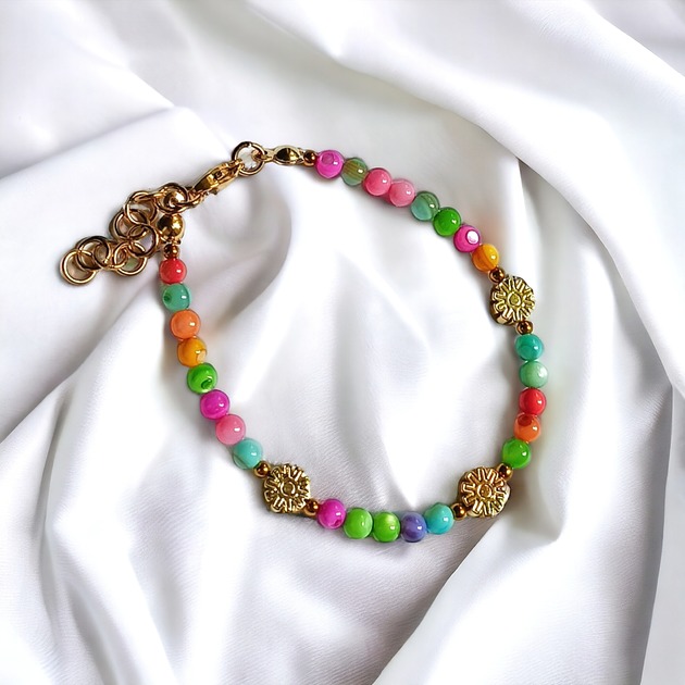 Bransoletka : summer collection :: kolorowa muszla, kwiatuszki