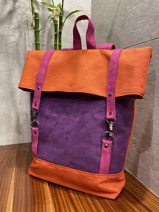 Plecak włóczykija - pomarańcz, fiolet, fuksja