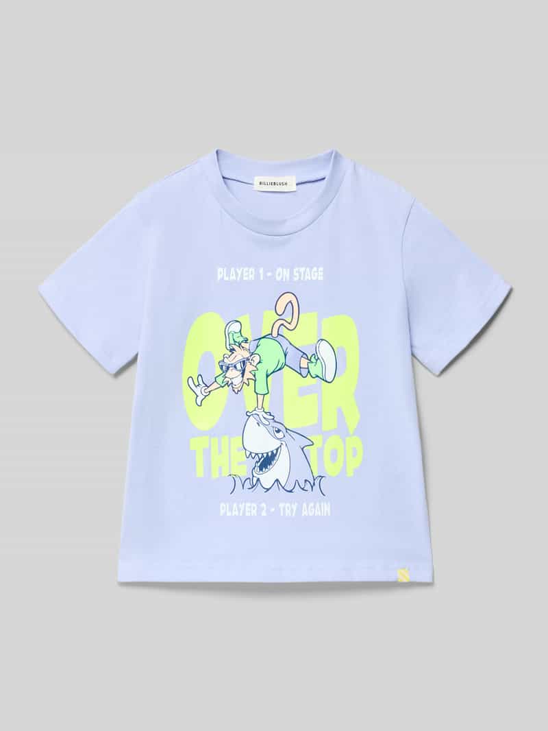 T-shirt z nadrukiem z motywem i okrągłym dekoltem