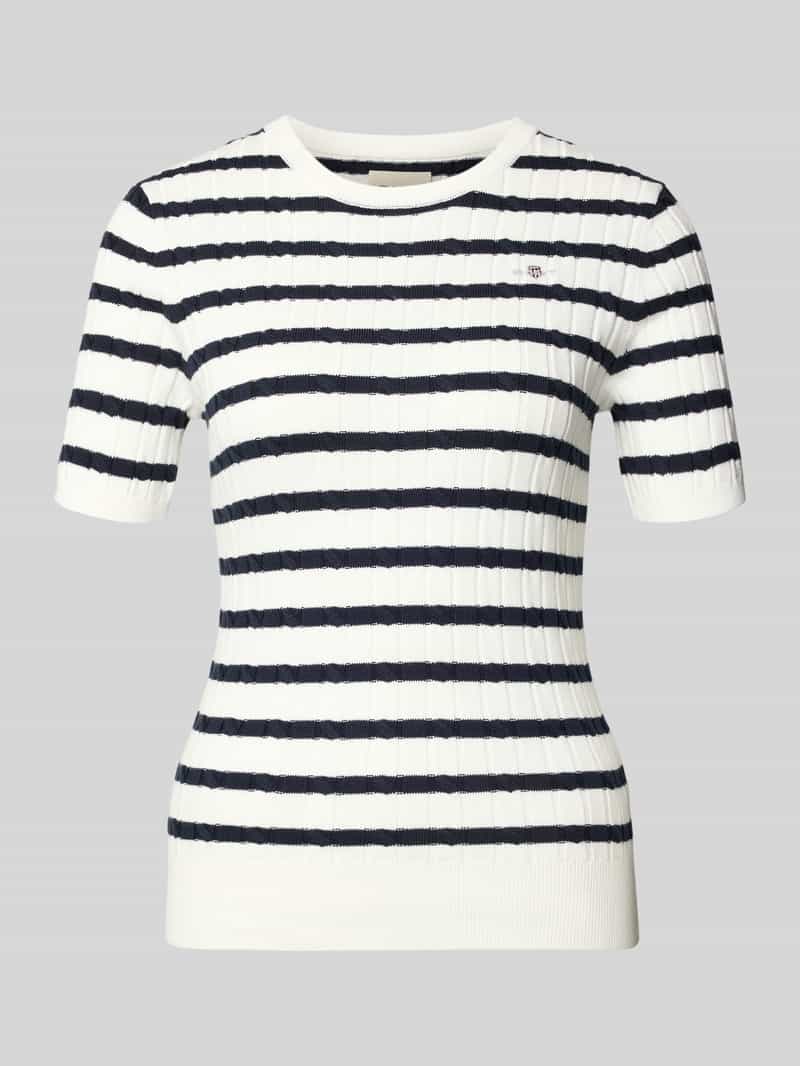 Bluzka z dzianiny z okrągłym dekoltem i wyhaftowanym logo