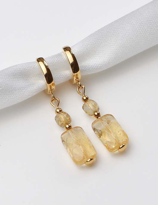 Kolczyki pozłacane - Cytryn