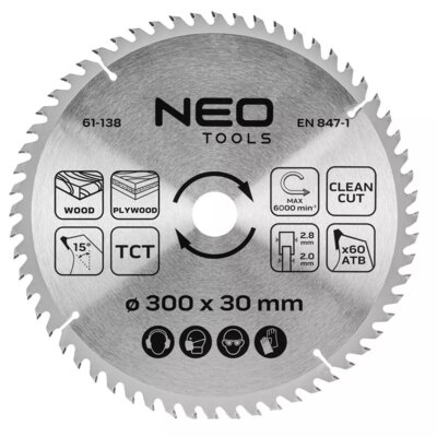 NEO TOOLS Tarcza do cięcia 61-138 300 mm