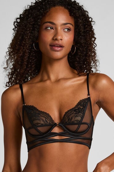 Hunkemöller Biustonosz Longline Amel z Fiszbinami Bez Wkładek Czarny