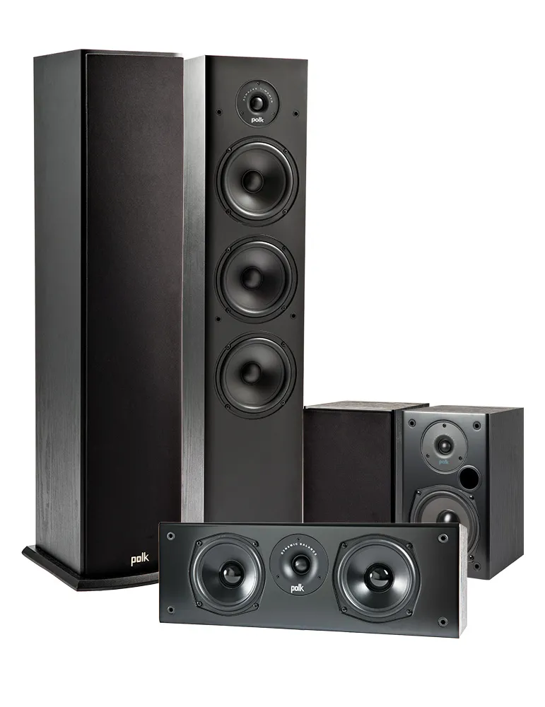 Zestaw Denon AVR-X580BT + Polk Audio T50/T15/T30 — Domowy system audio 5.0, Kolor: Czarny