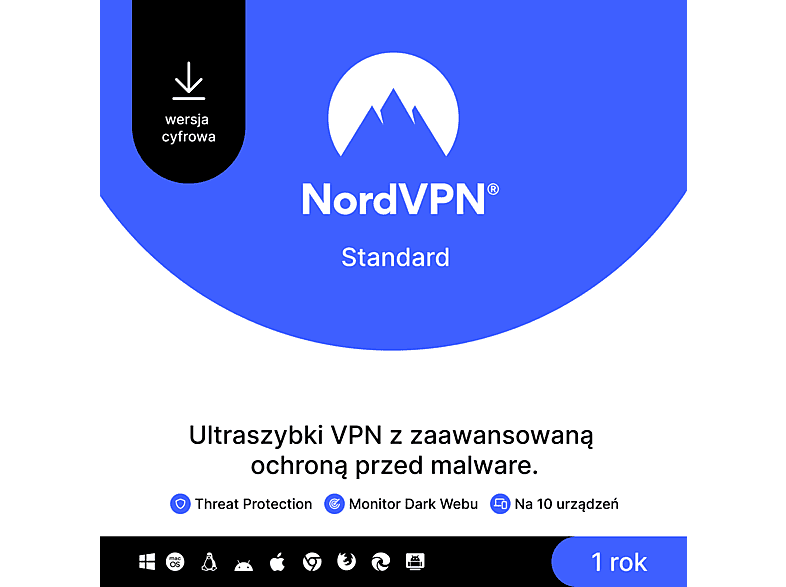 Kod aktywacyjny NORDVPN Standard 1 rok 10 urządzeń
