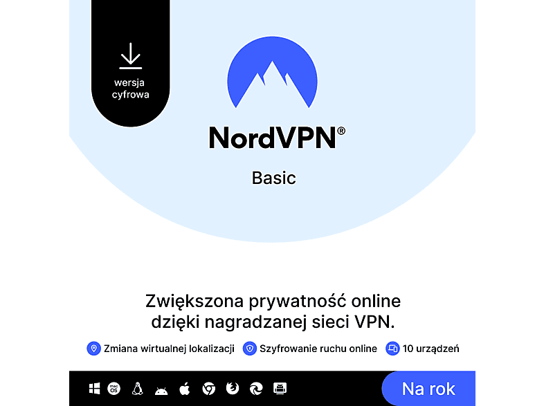 Kod aktywacyjny NORDVPN Basic 1 rok 10 urządzeń