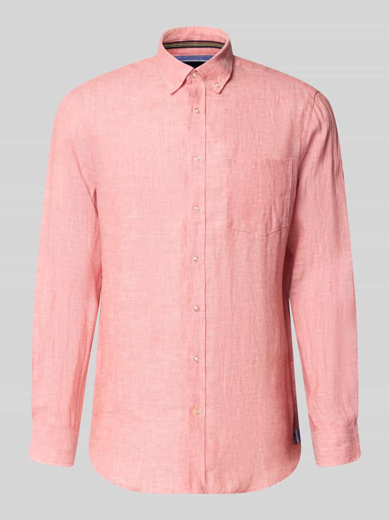 Koszula lniana o kroju Slim Fit z kieszenią na piersi