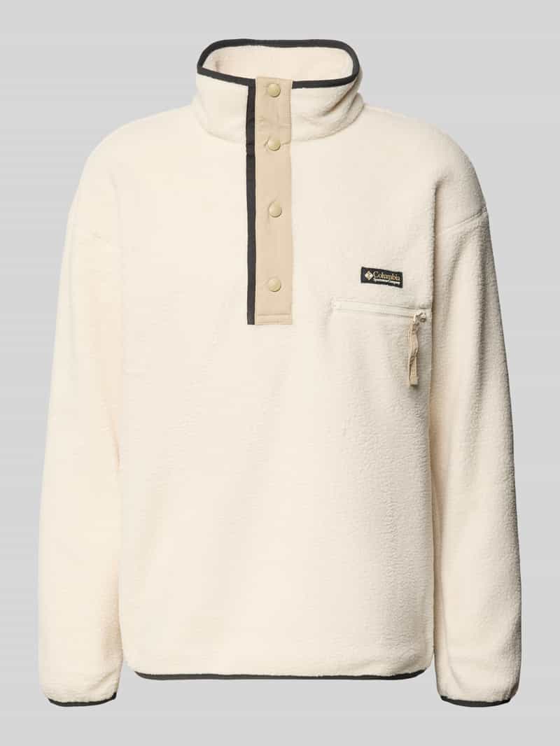 Sweter z polaru ze stójką i listwą guzikową