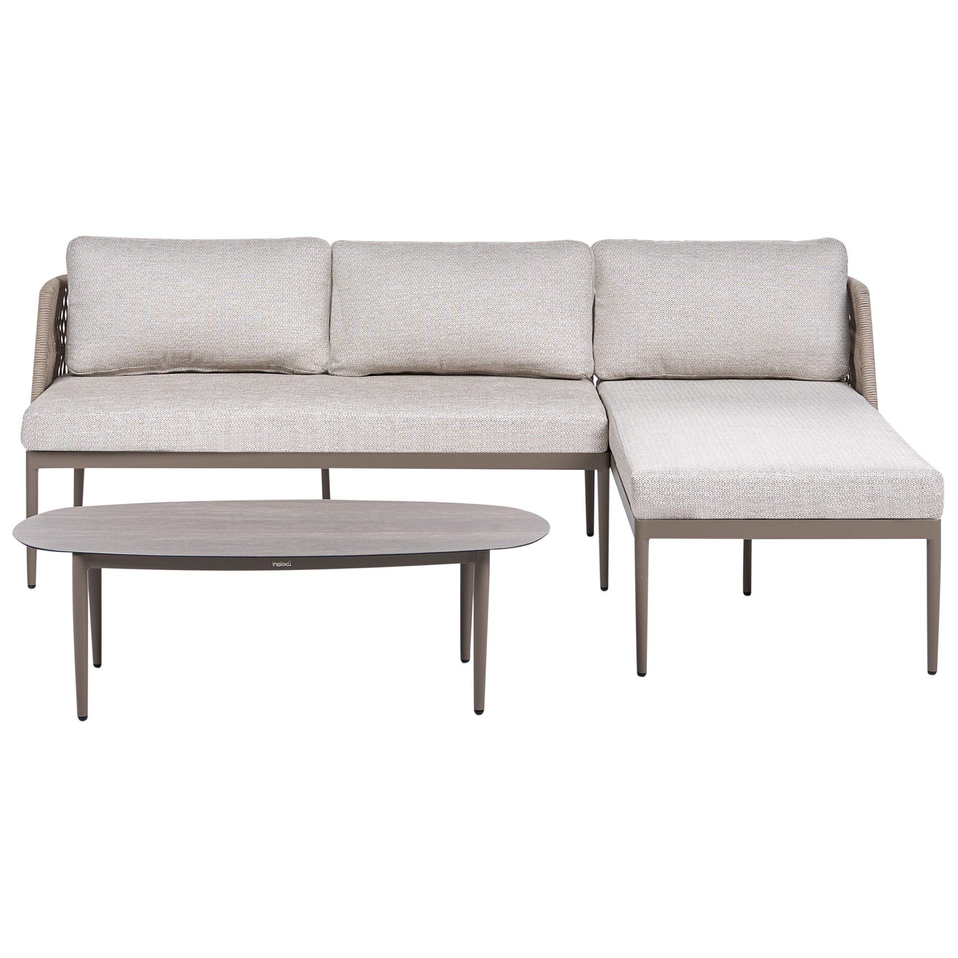 Narożnik ogrodowy ze stolikiem dla 3 osób LEFFE Lewostronny Beżowy