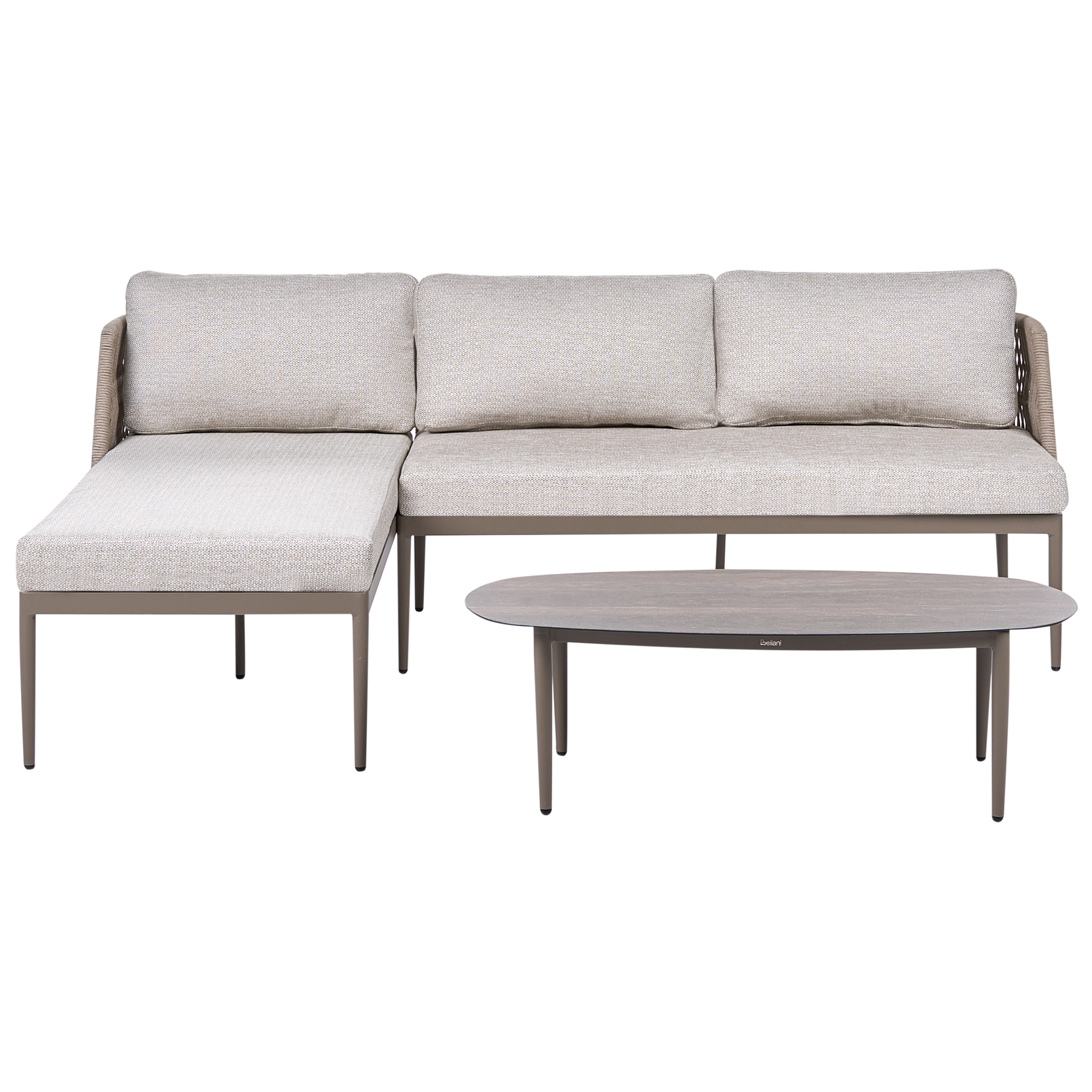 Narożnik ogrodowy ze stolikiem dla 3 osób LEFFE Prawostronny Beżowy