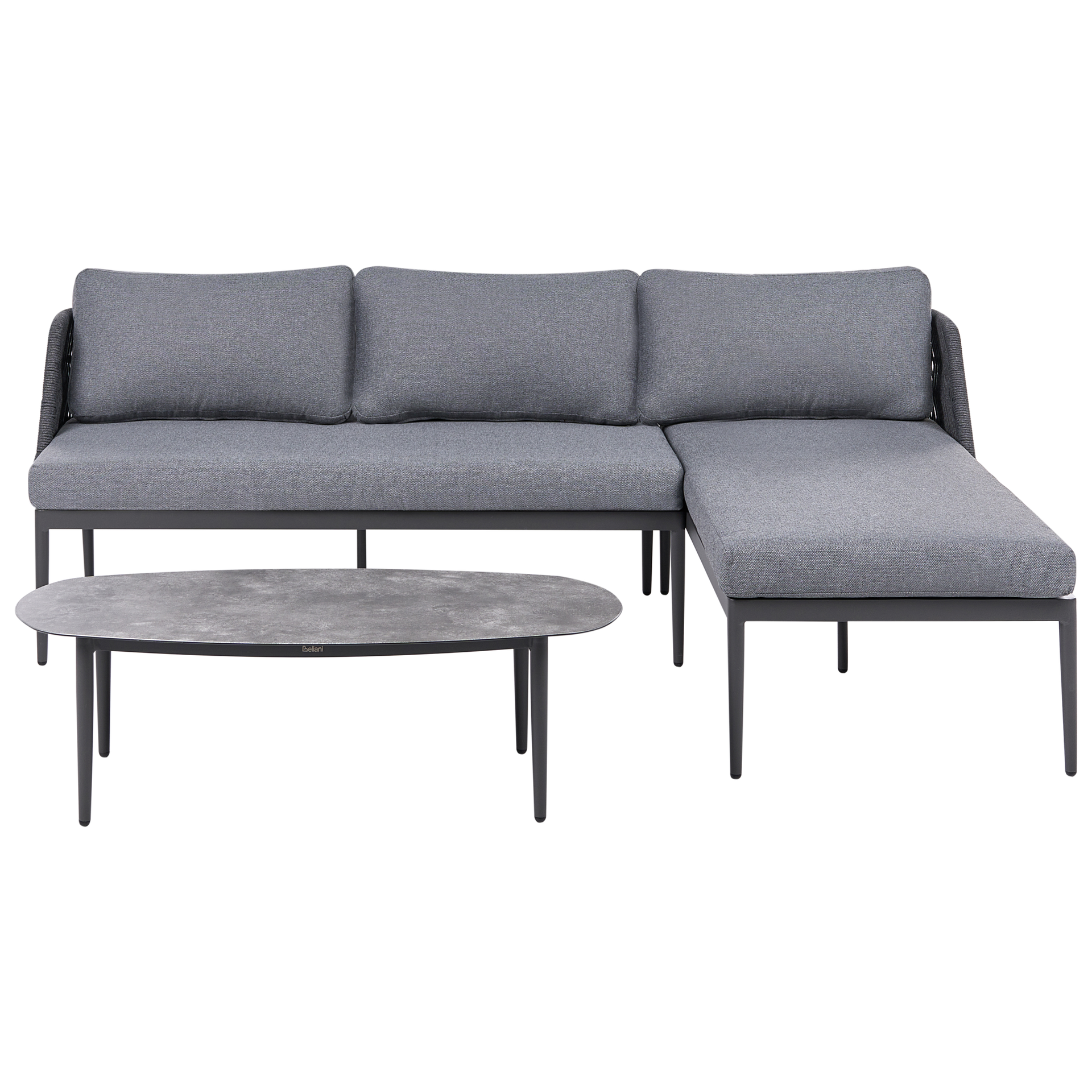 Narożnik ogrodowy ze stolikiem dla 3 osób LEFFE Lewostronny Szary