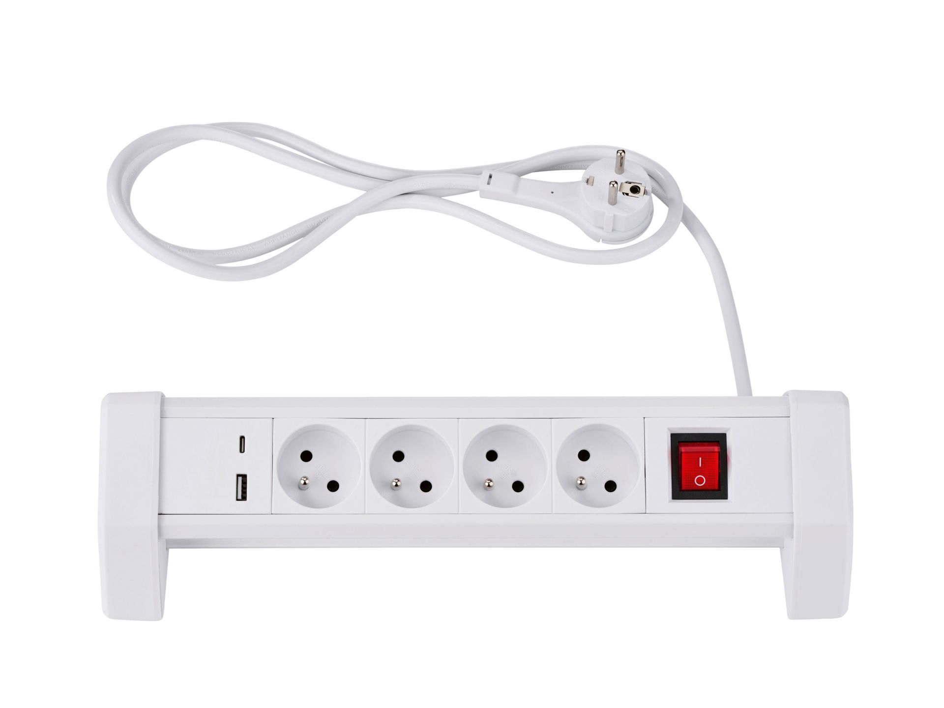 TRONIC® Listwa zasilająca stołowa / Wysuwana listwa zasilająca stołowa (Z 4 gniazdkami, Biały)