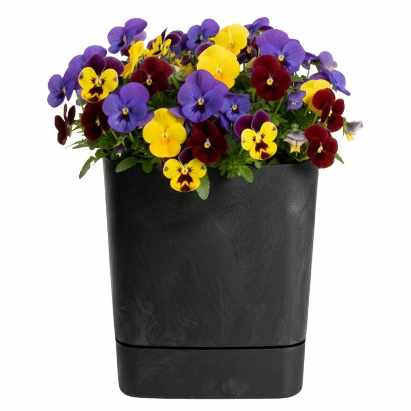 HowHomely Donica z podstawką CUBI recykling czarny beton 25x25 cm