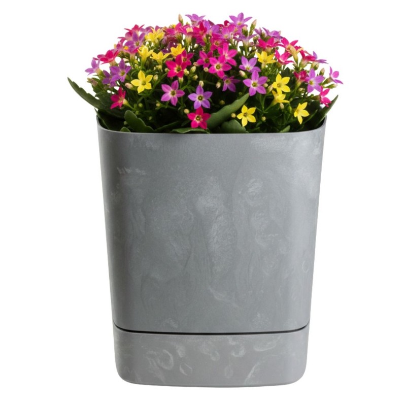 HowHomely Donica z podstawką CUBI recykling szary beton 19x19 cm