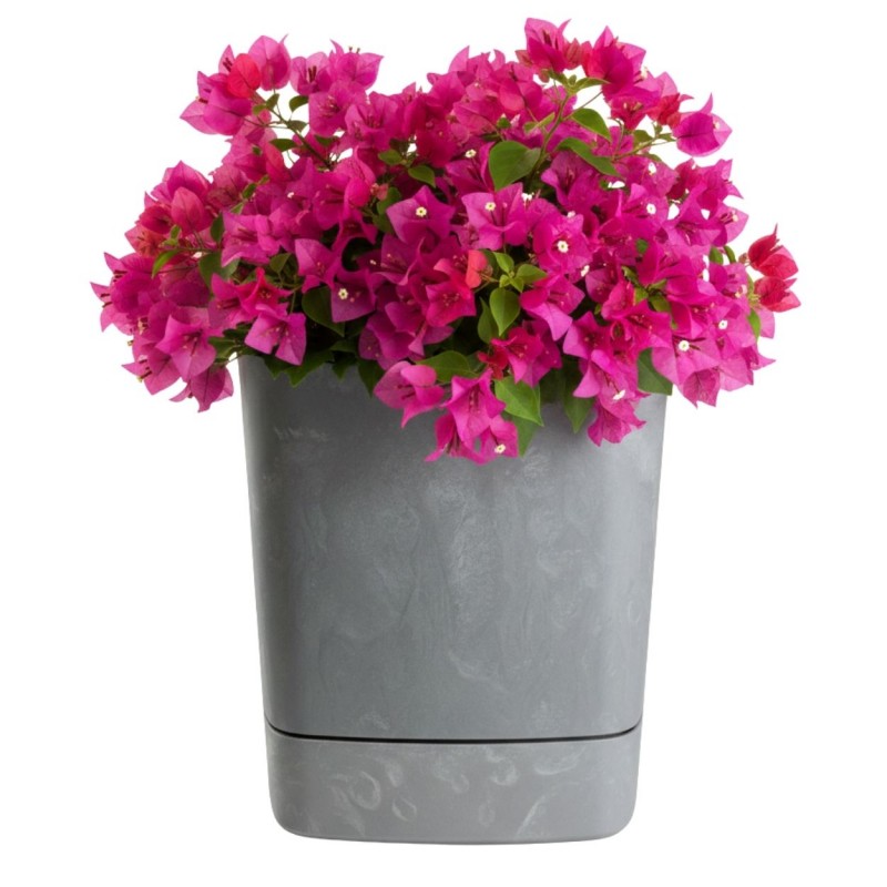 HowHomely Donica z podstawką CUBI recykling szary beton 25x25 cm