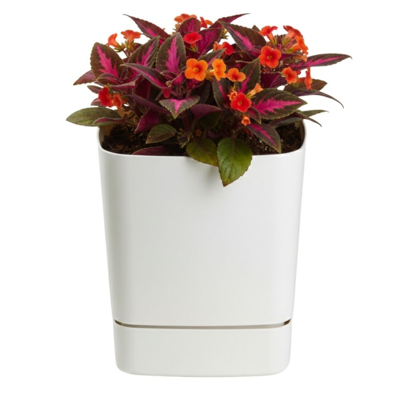 HowHomely Donica z podstawką CUBI recykling kremowa 19x19 cm