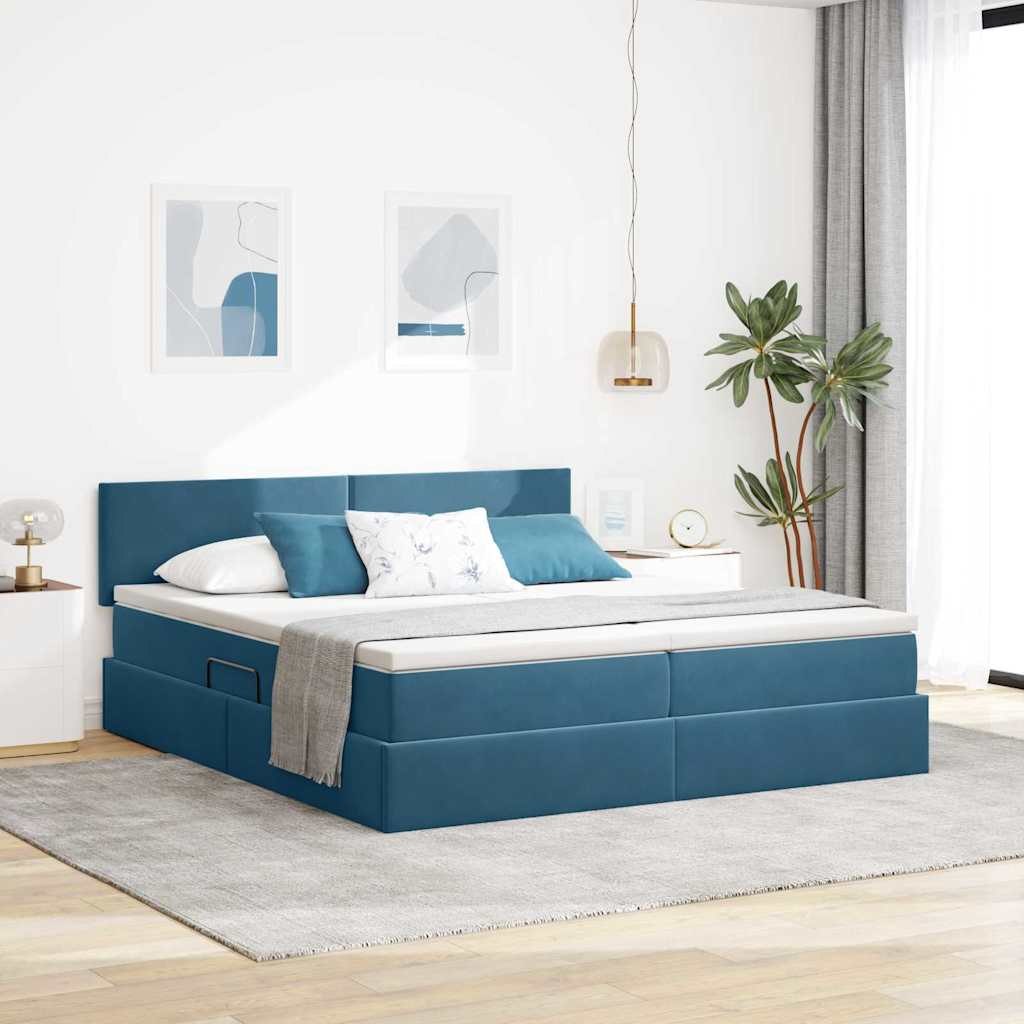 VidaXL Łóżko z miejscem do przechowywania Ciemnoniebieski 100 x 200 cm