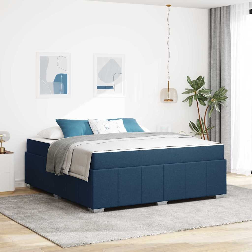 VidaXL Ramka łóżka z materacem Niebieski 180 x 200 cm tkanina