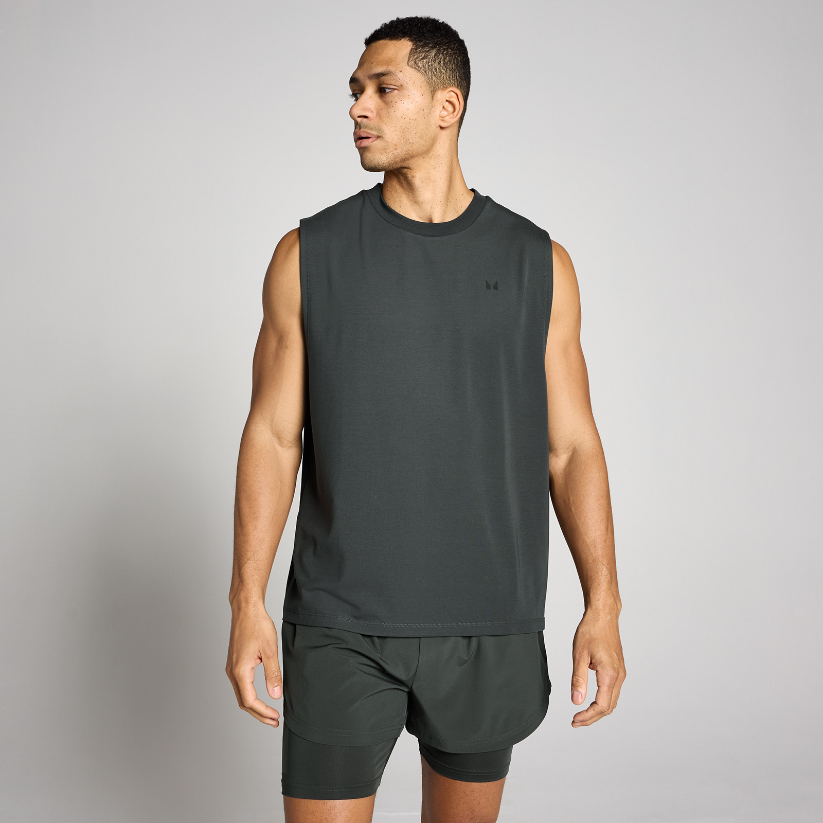Męski Top MP Oversized Cotton Modal - Prany Czarny - XXXL