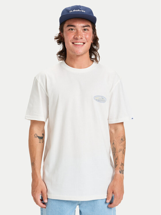 Quiksilver T-Shirt Evo Border Lines EQYZT08191 Biały Regular Fit